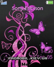 Тема для Sony Ericsson 240x320 - Purple Butterflies