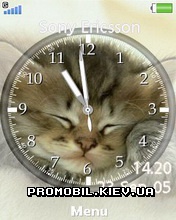 Тема для Sony Ericsson 240x320 - Cat Clock