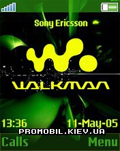 Тема для Sony Ericsson 176x220 - Green Walkman
