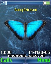 Синяя тема для Sony Ericsson 176x220 - Blue Butterfly
