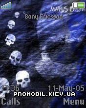 Тема Blue Skull с черепом для Sony Ericsson 176x220 