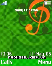 Тема для Sony Ericsson 176x220 - Green Clef