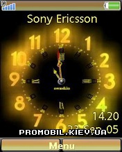 Тема для Sony Ericsson 240x320 - Gold Clock