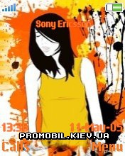 Тема для Sony Ericsson 176x220 - Paint girl